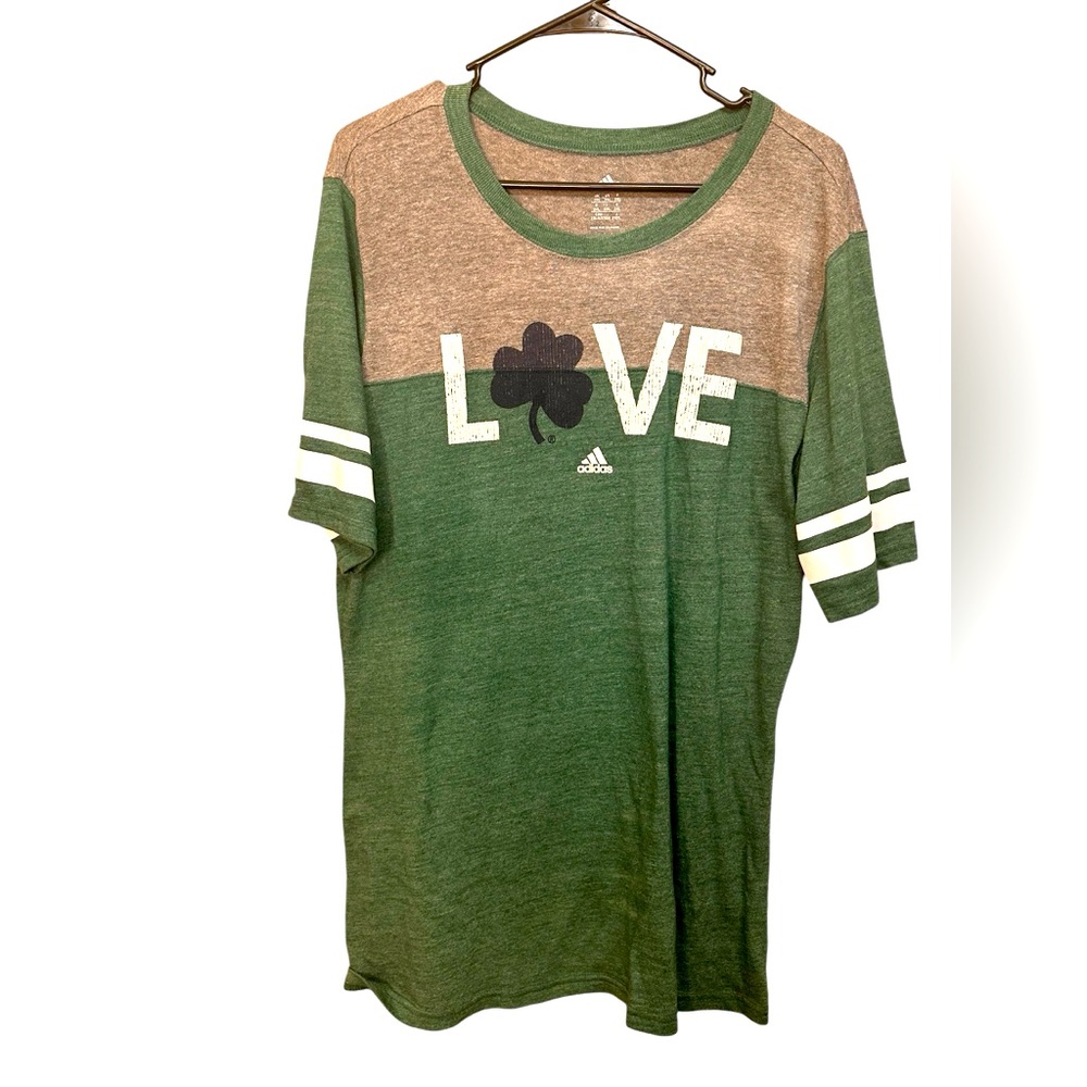 Adidas notre dame lucky shirt. Green and heather gray. Never wore!